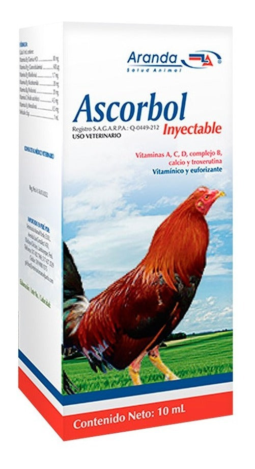 Ascorbol Inyectable 10ml Aranda Estimulante Metabolico Aves