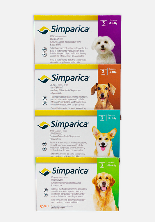 Zoetis Simparica Garrapaticida Pulgicida Canino 3 Tabletas Masticables