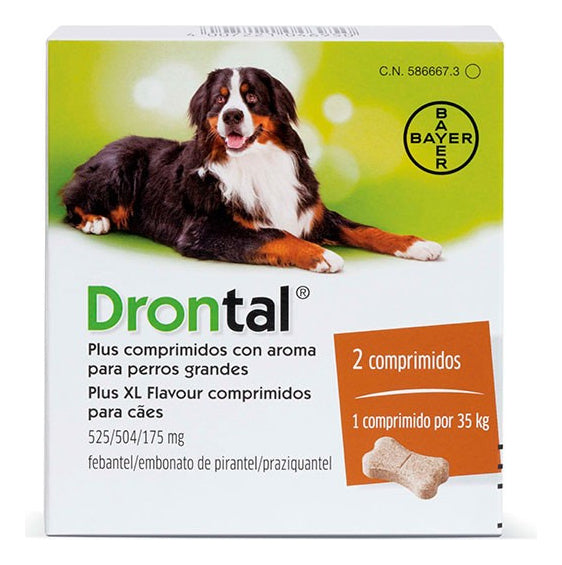 Drontal Perro 35 Kg 2 Tabletas Desparasitante Nematicida Elanco