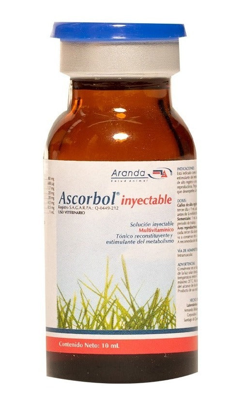 Ascorbol Inyectable 10ml Aranda Estimulante Metabolico Aves